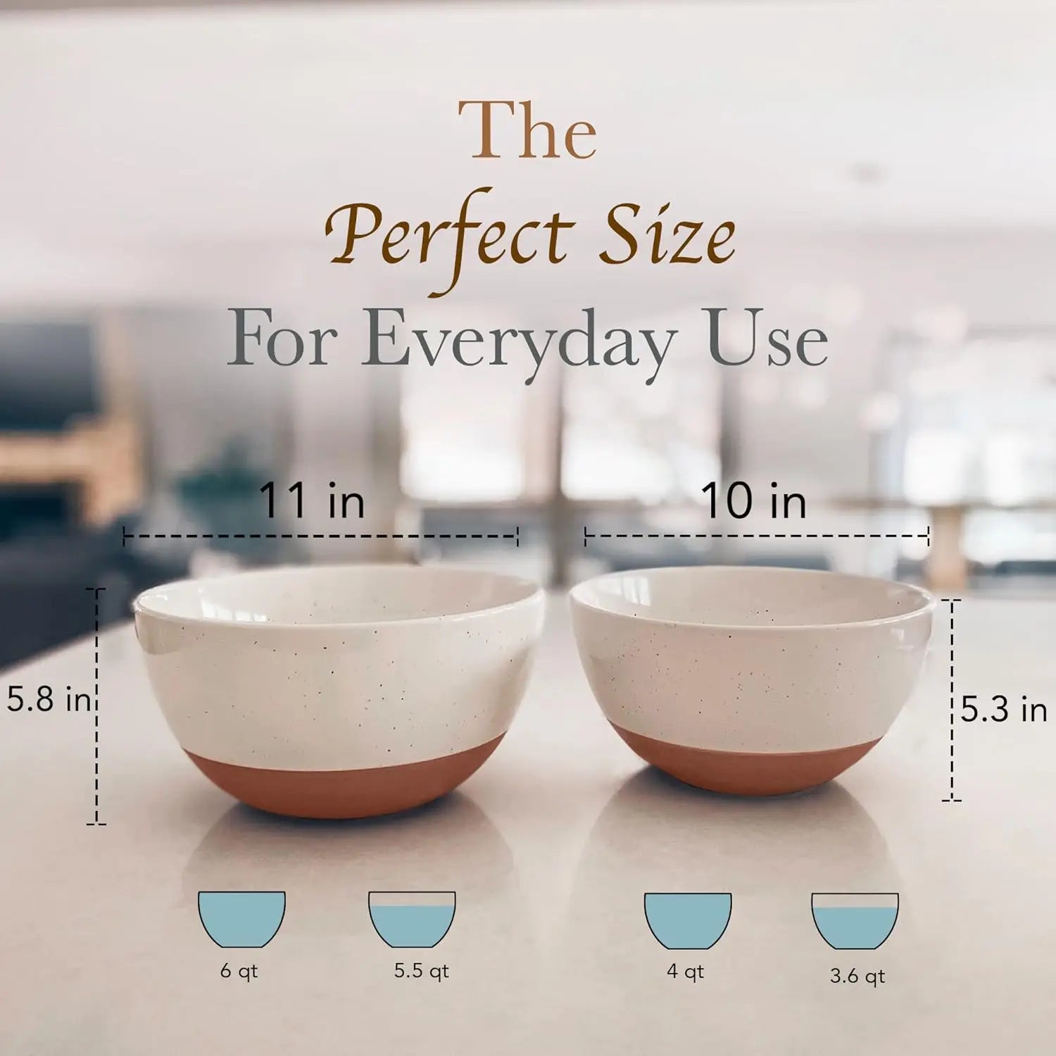 Large Ceramic Mixing Bowls Set of 2, Nesting for Cooking Serving Popcorn Salad, Microwave Oven Dishwasher Safe White