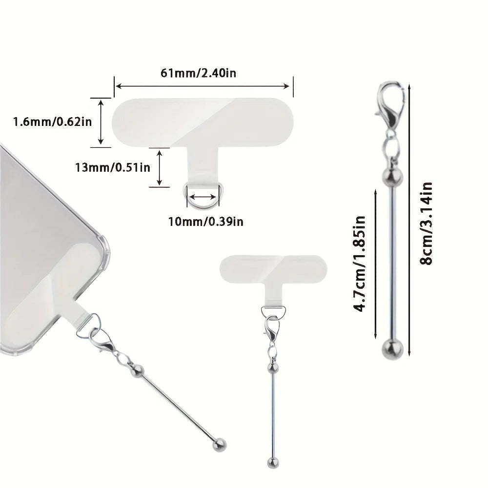 Creative Mobile Chain Small Lobster Clip Decoration Blank Bead Rod Keychain (Golden And Silvery), Transparent Dividers And Beads