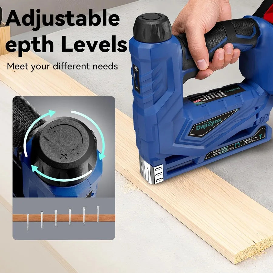Electric Staple Gun 3/8 Cordless Brad Nailer 2 in 1 Brushless Nail Gun/Staple Gun with 1000 Nails and 1000 Staples Cordless Fix