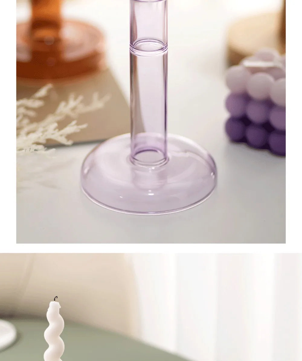 Creative Transparent Glass Vertical Candle Holder Home Bedroom Wedding Holiday Romantic Dining Table Decoration Ornament