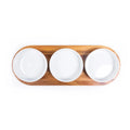 Acacia Wood Tray and Stoneware Bowl for Condiment, 19.69x7.28x2.17 in,3.96 lb