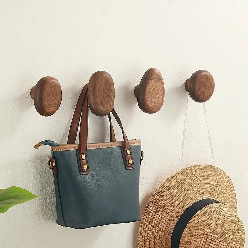 Natural Wooden Wall Mounted Coat Hooks Minimalist Hat Key Hanger Pegs For Hanging Towel Cap Bag Home Entryway Decoration 2025