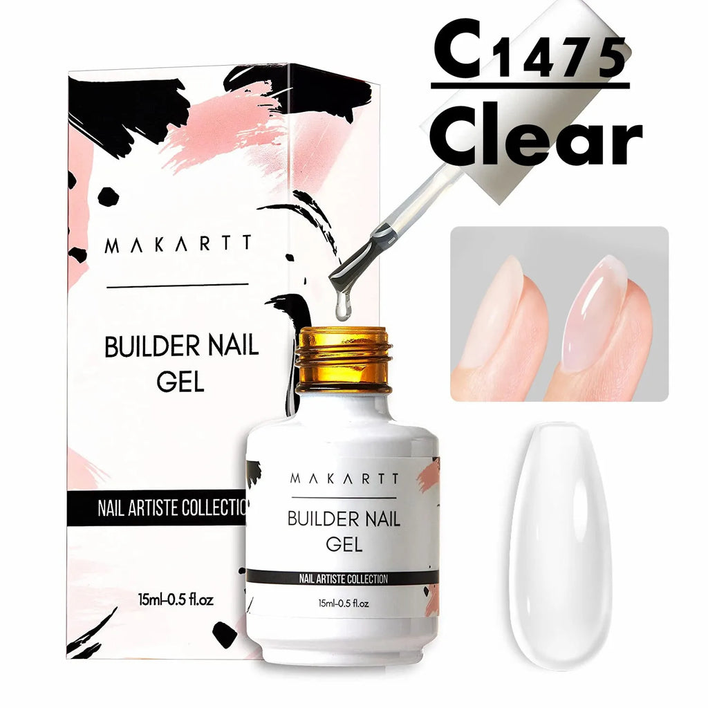 Builder Nail Gel, 7-in-One Clear Builder for Nails, LED Lamp Cured Rubber Base Gel Polish Coat Strengthener Thickening Extension