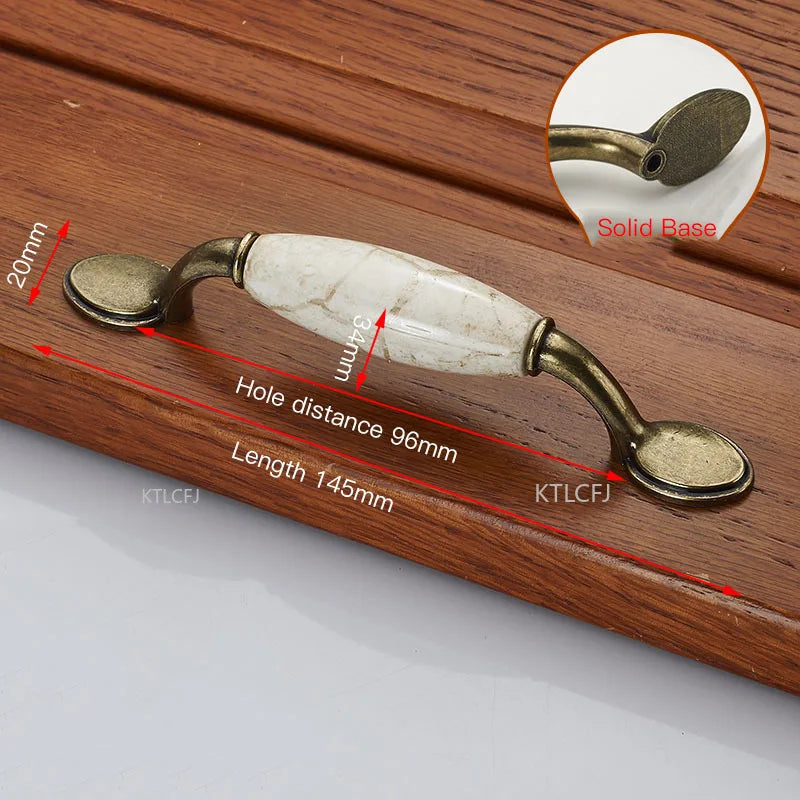 European Bronze Ceramic Cabinet Handles Zinc Alloy Drawer Knobs Wardrobe Door Handles Furniture Handle