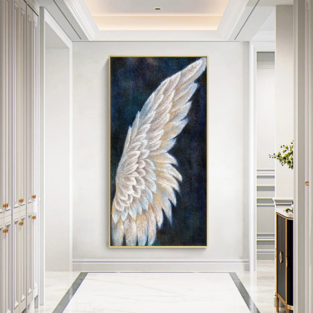 DIY Full Square Drill Rhinestone Diamond Painting White Angel Wings Handwork Art
