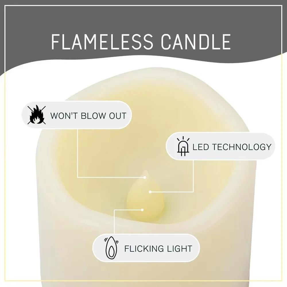 Flickering Flameless Candles 3X Battery Operated Flickering Led Candles Flameless Wax Pillar Candles Light Waterproof Pillar Led
