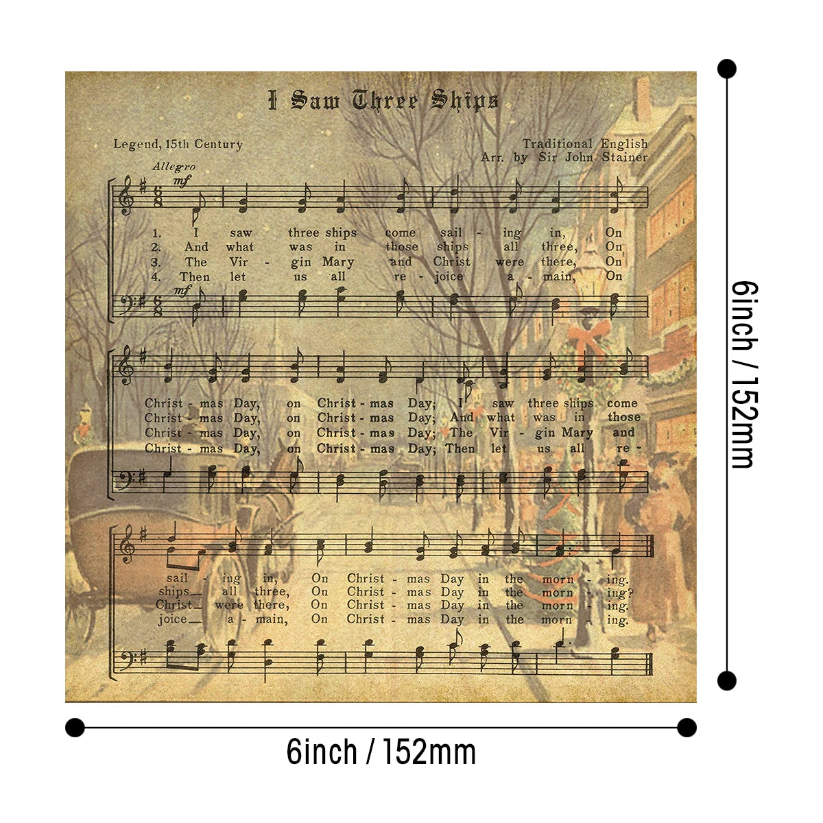 12pcs Vintage Christmas Sheet Music Decorative Papercardstock For Scrapbooking,Card Making&Holiday Crafts,Christmas Party Decor
