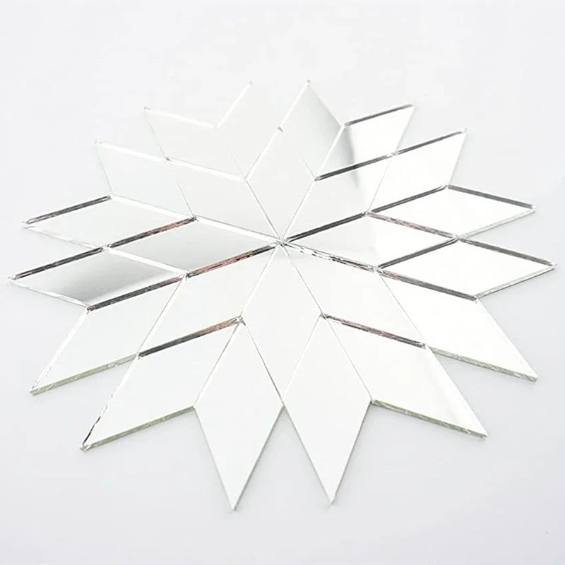 100~500PCS Mirror Mosaic Tile Sticker Bulk Diamond Rhombus Shape DIY Craft Handcrafted Accessory Home Wall Artwork Decor Supply