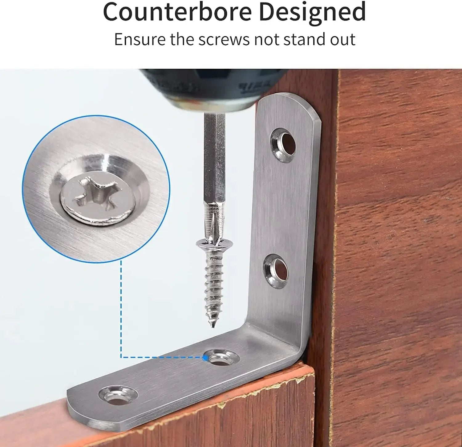 20-1pcs L Shaped Corner Brace Stainless Steel Joint Bracket 90 Degree Connector Fastener Furniture Shelves Cabinet Support Frame