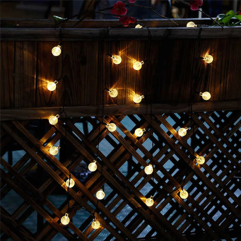 5/7/12m Outdoor LED Crystal Globe Light Solar Fairy Light Solar String Light for Easter Wedding Party Decoration