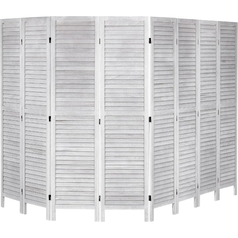 VEVOR Wood Room Divider, 8 Panel Wood Folding Privacy Screen, 66.9 Inches Tall Indoor Louvered Wooden Partition, Portable Decora
