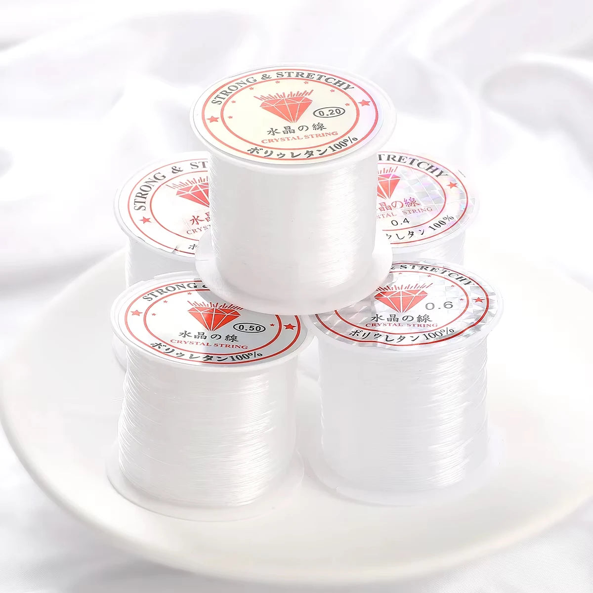 0.2-0.8mm Clear Non-Elastic Crystal Beading Line Invisible Strong Jewelry Wire for DIY Craft Making Round Spool 8-100m Roll Rope