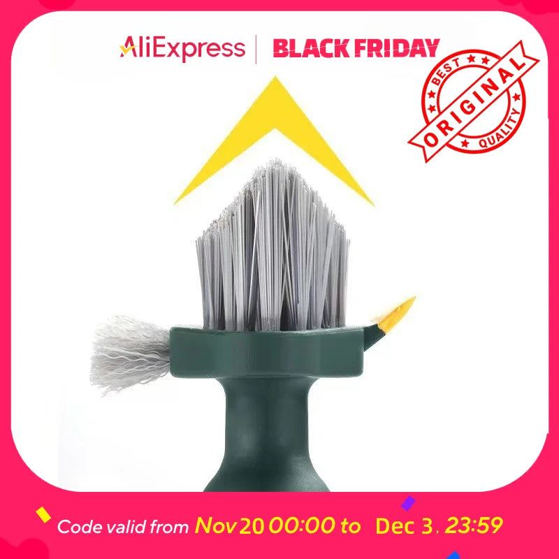 Multi-Surface Gap Cleaning Brush - Flexible Angled Head for Tiles, Grout, Bathroom Corners, Toilets, Non-Scratch Bristles