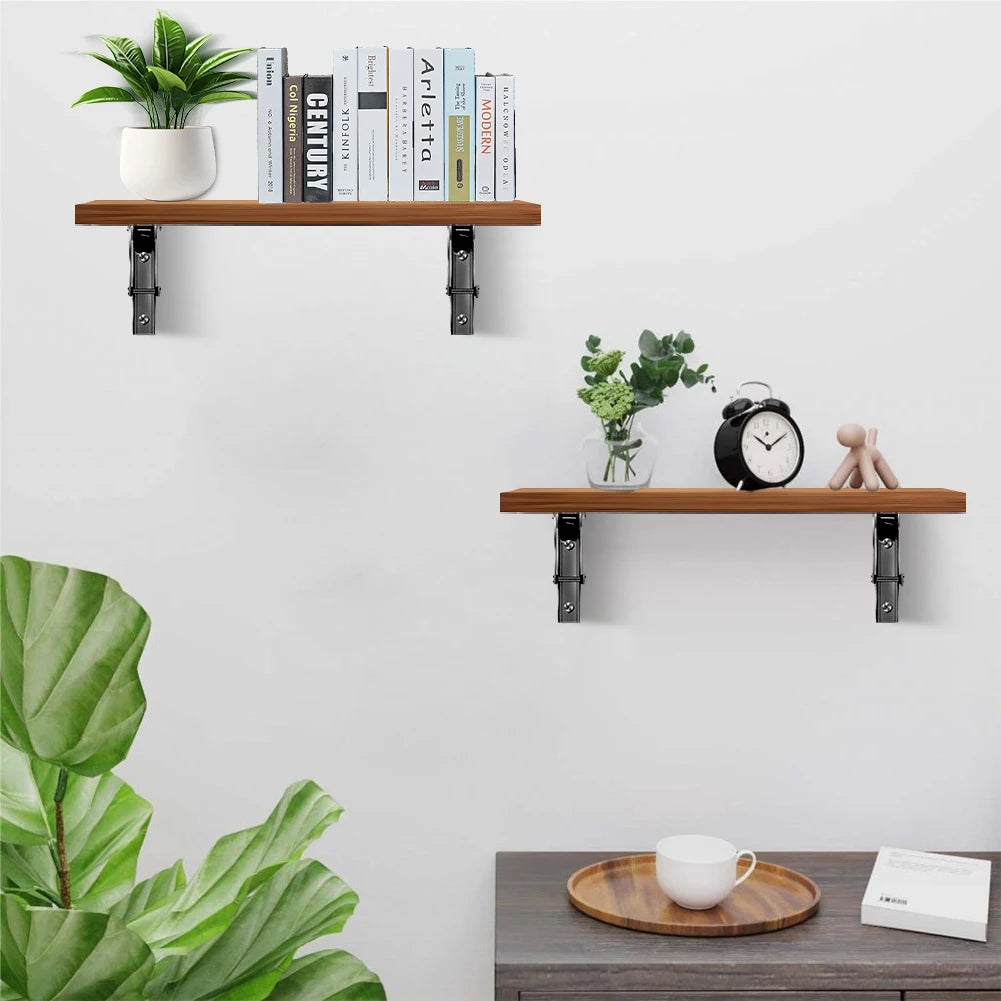 2Pcs Collapsible Shelf Bracket Max Load 90kg/198lb Wall Mounted Shelf Bracket Stainless Steel Workbench Support for Bench Table