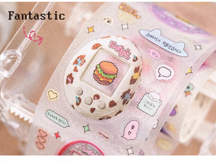 Mr Paper 4rolls Glitter Pet Die-Cut Tape Time Warp ins style cartoon border handbook goo card decorative collage DIY Dairy Card