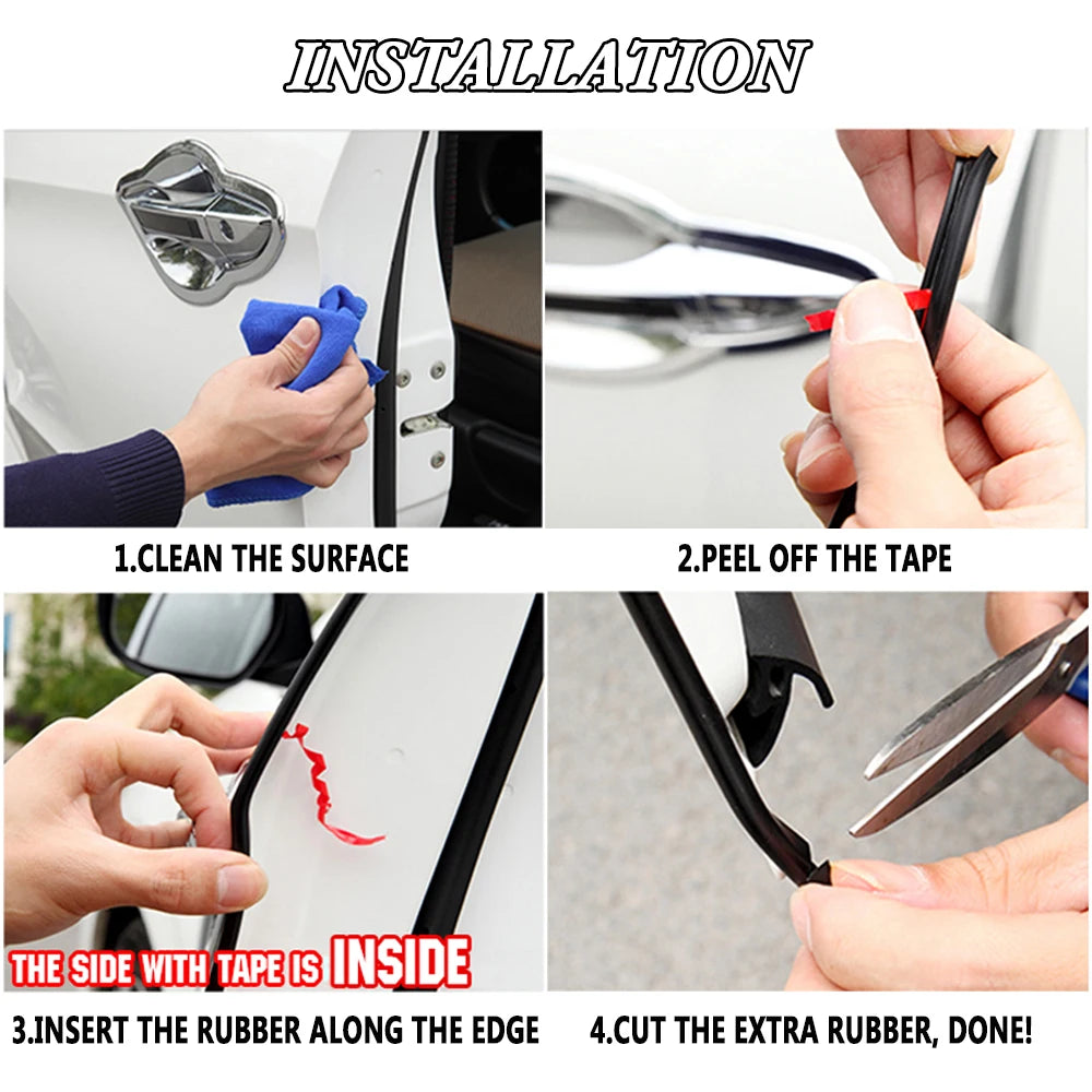 5M/16FT U Type Universal Car Door Edge Guards Trim Styling Moulding Protection Strip Anti Scratch Collision Protector Vehicle