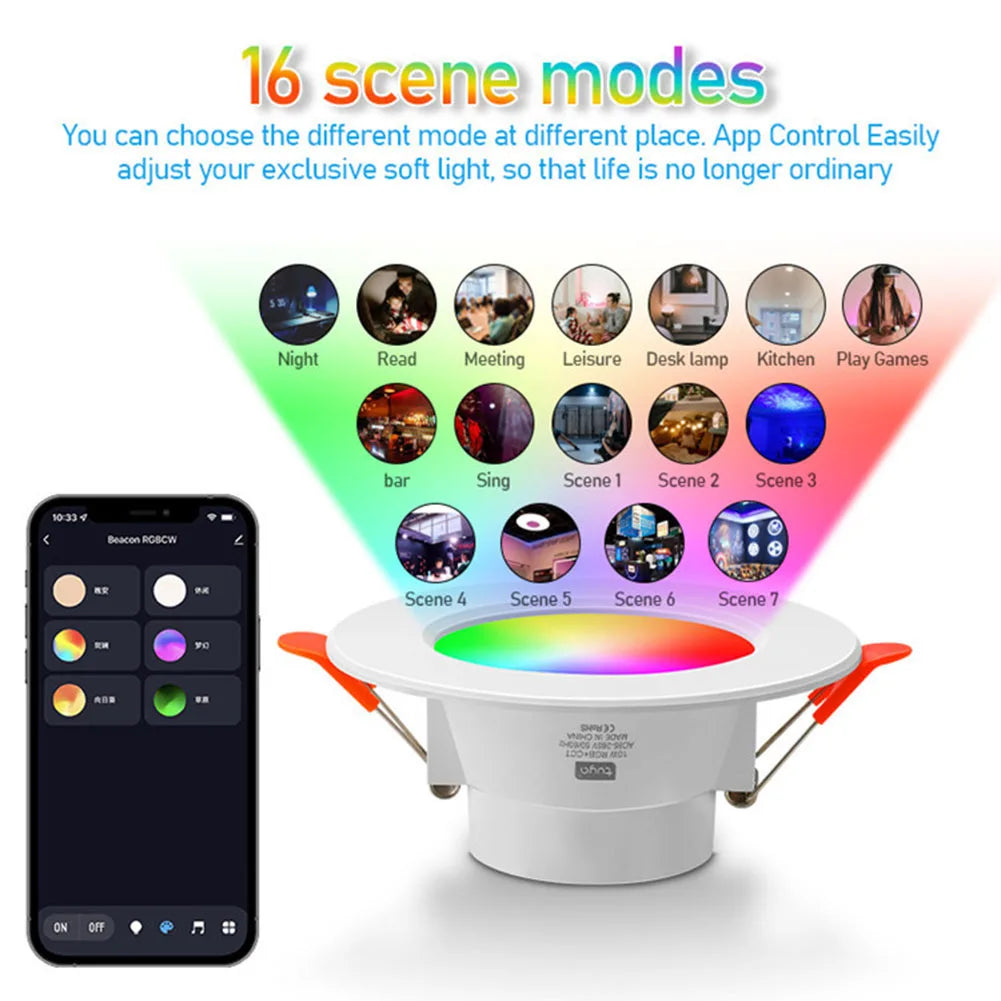 1-15PCS LED Downlight WiFi TUYA 110/220V Dimmable Spot Light Recessed Round Light Spot Bluetooth Lamp For Alexa Google Home