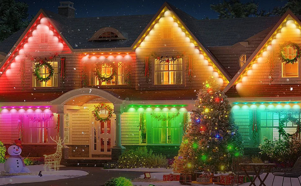 100ft/150ft Smart RGBIC Permanent Outdoor Lights for House, Waterproof Eaves Lighting with 72 Scene Modes for Christmas Party