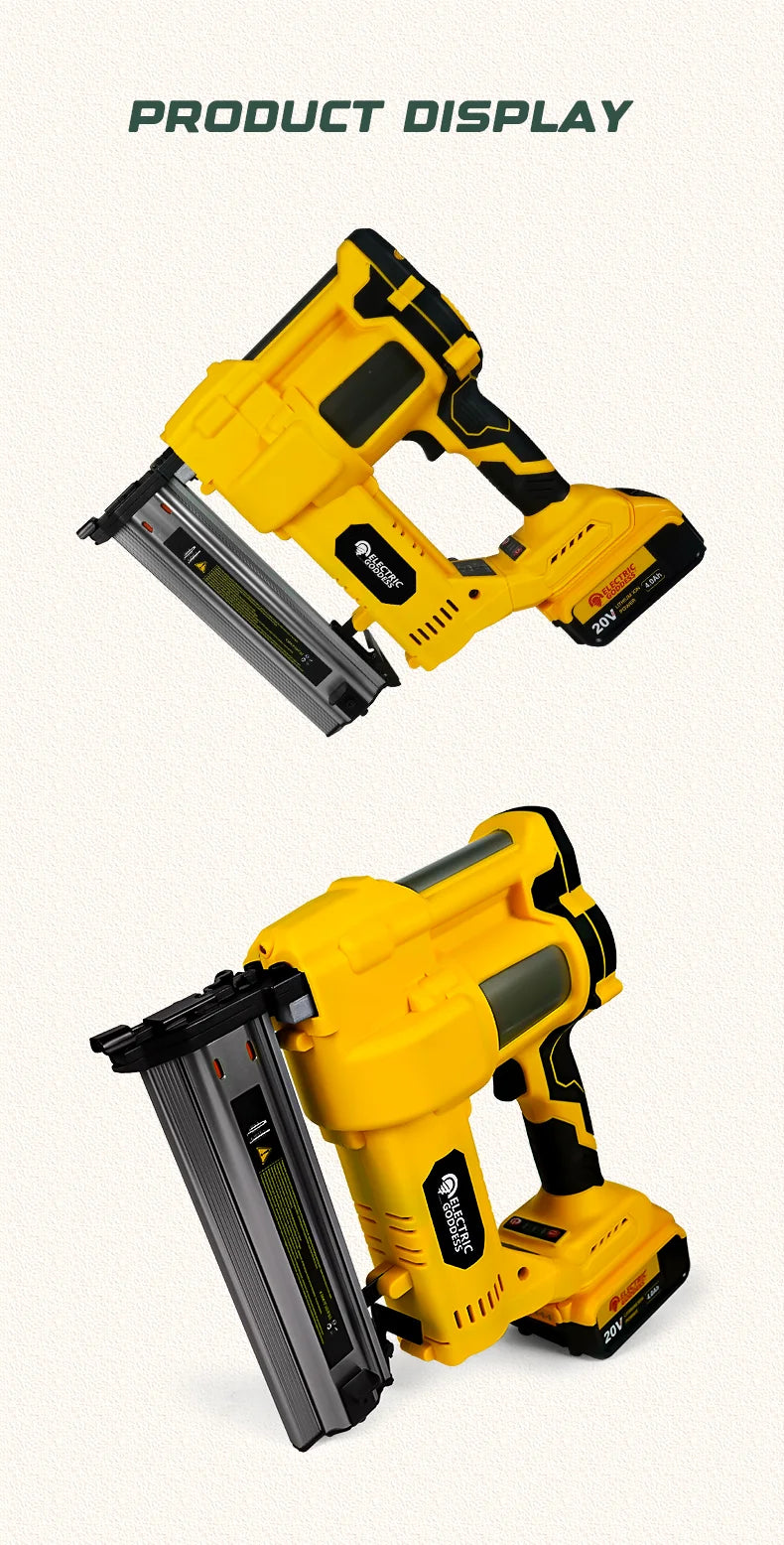 50mm Brushless Electric Nail Gun Depth Adjustment Nailer Stapler F50 Furniture Staple Gun For Dewalt 20V Battery Pin