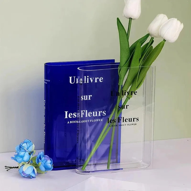 Acrylic Book Shaped Flower Arrangement Box,Book Vase,Nordic Style Acrylic Vase,Hydroponic Flowers,Desktop Decoration Ornament