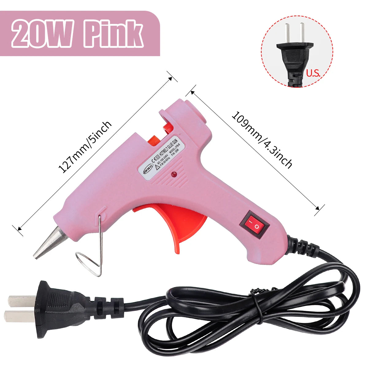 20W Hot Melt Glue Gun DIY Mini Household Industrial Guns Heat Temperature Thermo EU Electric Repair Tool Use 7mm Glue Sticks