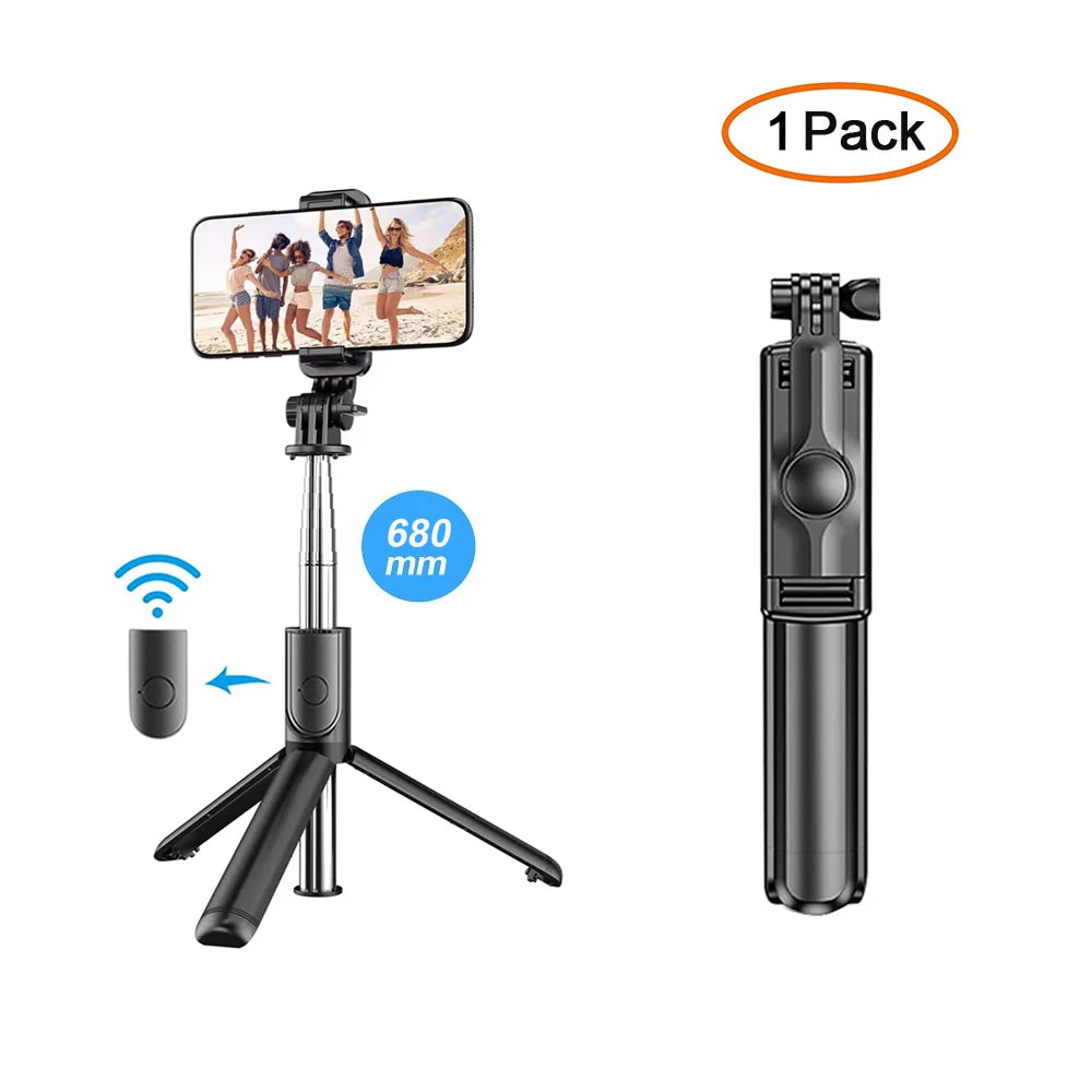 3In1 Bluetooth Wireless Selfie Tripod with Fill Light Shutter Remote Control Portable Foldable Monopod for IPhone Smart Phone