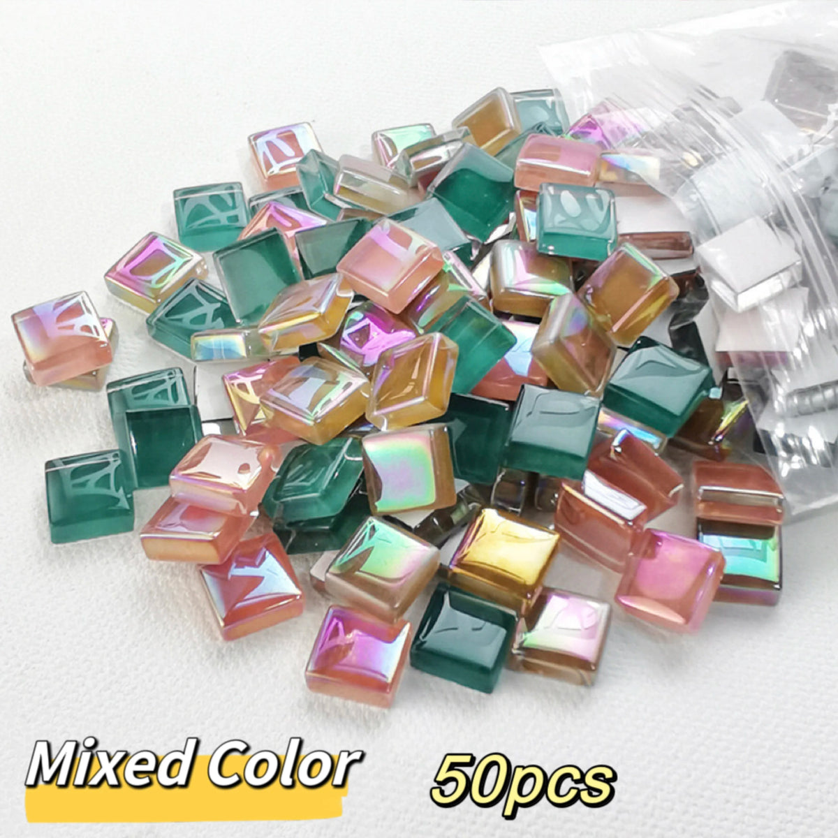 50pcs DIY Ceramic Mosaic Glass Tiles Handmade Mirror Decorative Ceramic Tile Wall Technology Colored Crystal Decorative Material