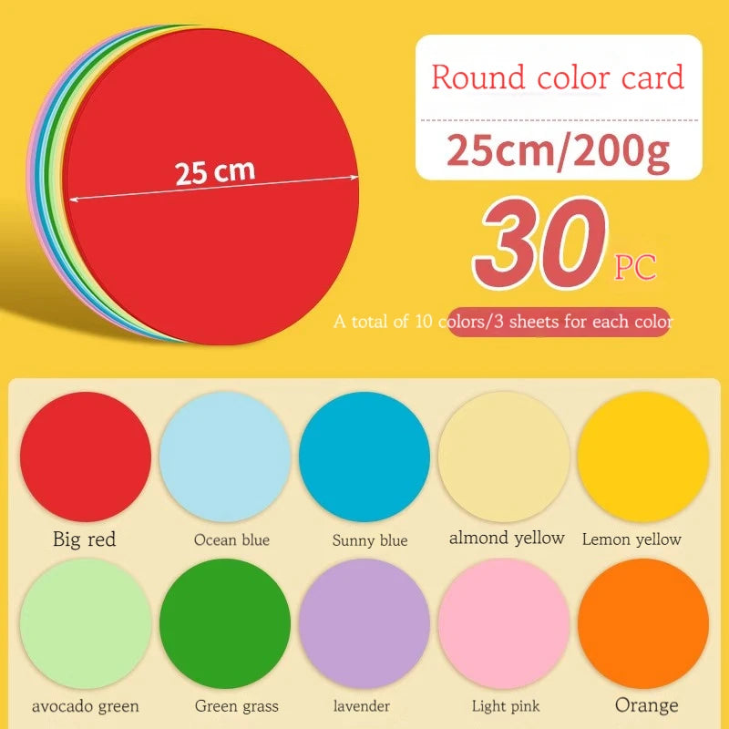25/29/36 cm Colored Cardstock 200g Round Blank Cardboard Cardstock Sketch Paper for DIY Craft Papercraft Scrapbook Paper Album