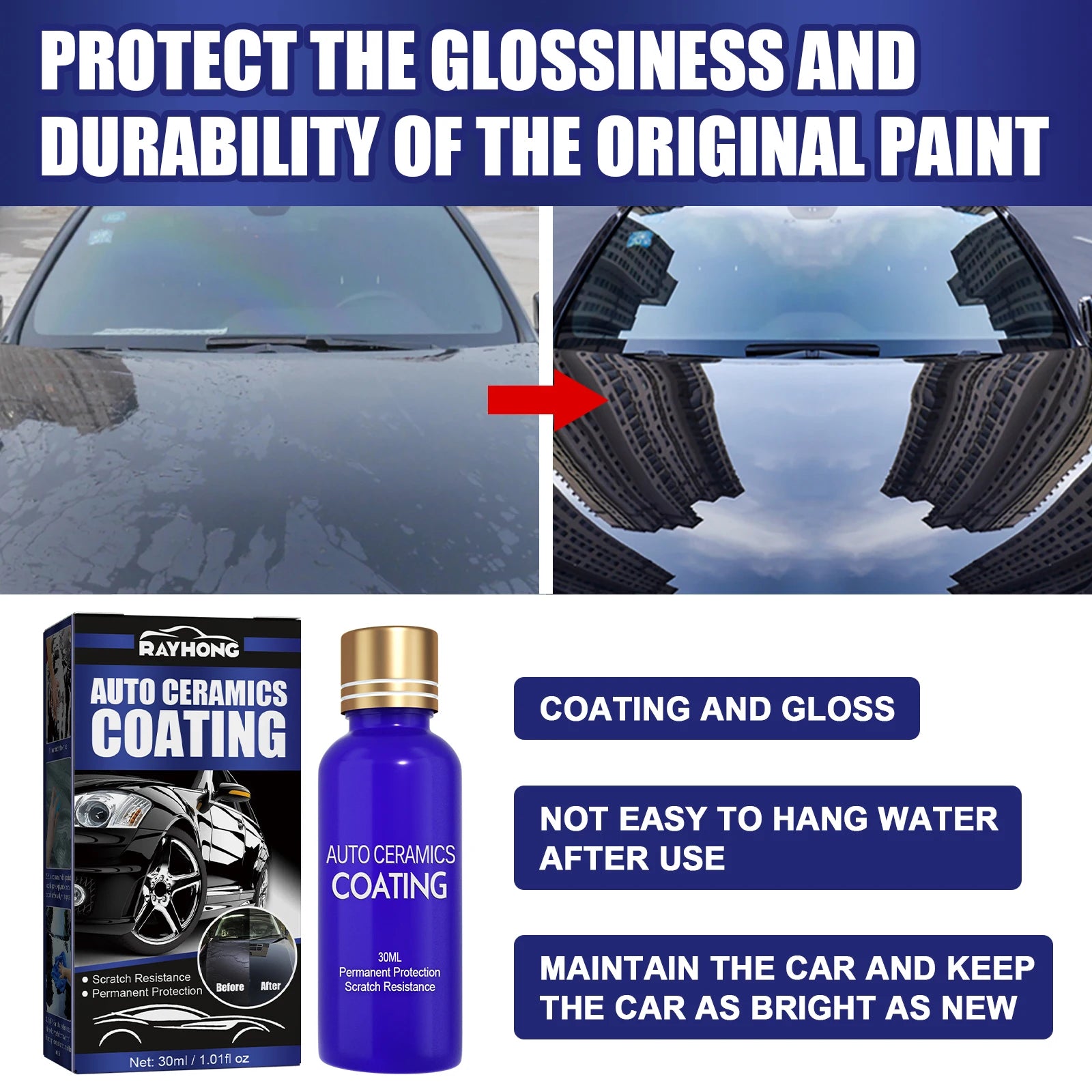 Hydrophobic Polish Coating Agent with Sponge Car Repairing Spray Dustproof Car Ceramic Coating Liquid Waterproof Car Paint Care