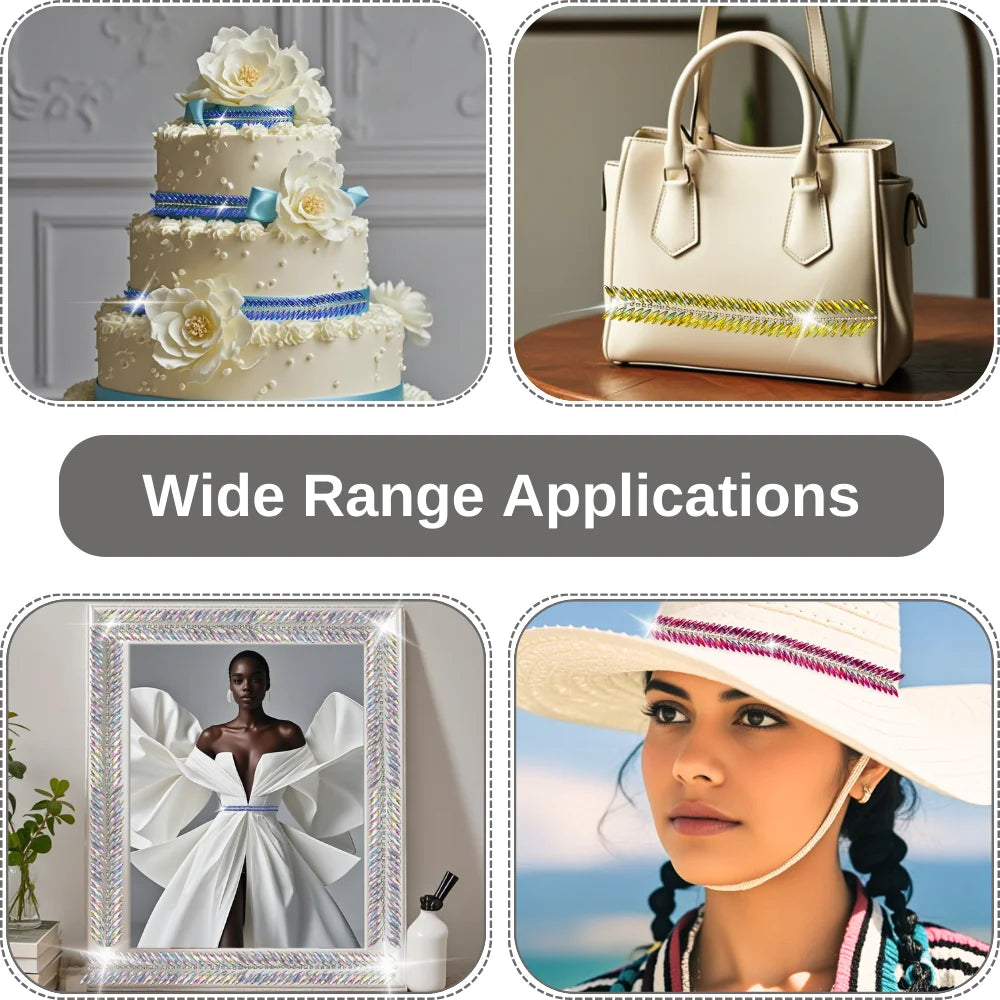 1 Yard Self Adhesive Rhinestone Strips AB Rhinestone Trim Ribbon Sticky for Crafts Glitter Tape Decorative Gem Sticker TR191