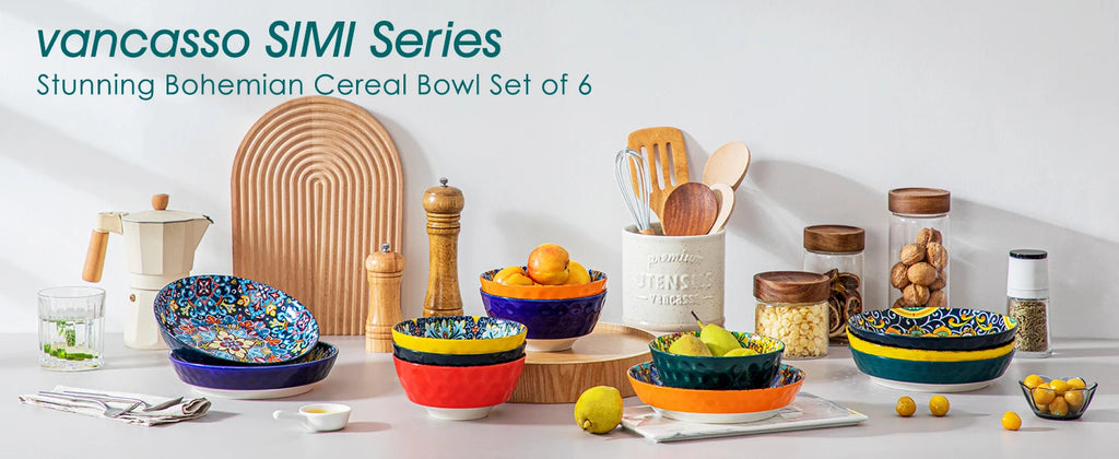 vancasso 6/12 Piece Ceramic Soup Bowls 4.7 inch Soup Bowls Colorful Bowls Dishwasher Oven Safe  for Cereal/Soup/Oatmeal