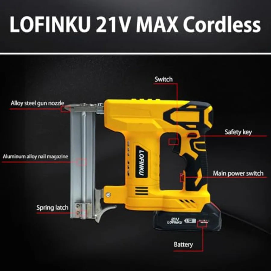 Cordless Nail Gun Battery Powered Brad Nailer 2-in-1 Nail/Staple Gun 2×2.0Ah Batteries Electric Nail Gun Brad Nailer Cordless f