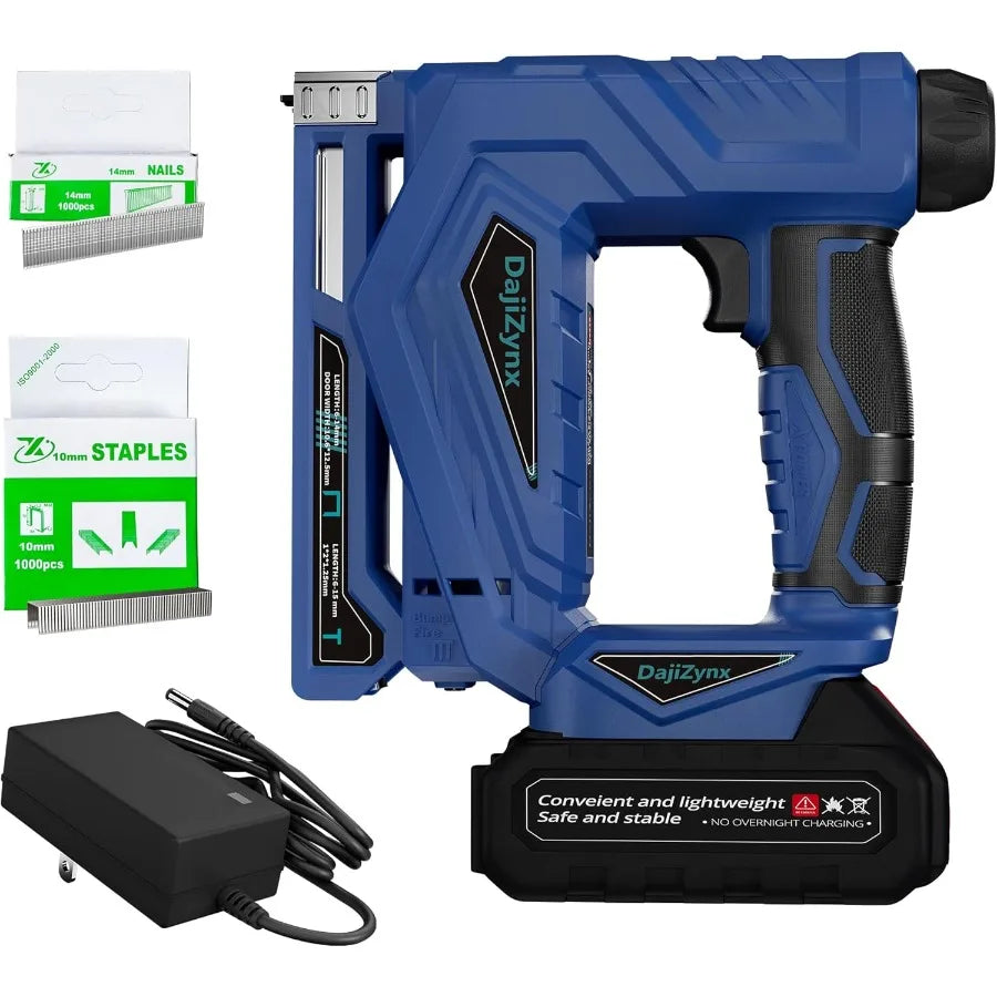 Electric Staple Gun 3/8 Cordless Brad Nailer 2 in 1 Brushless Nail Gun/Staple Gun with 1000 Nails and 1000 Staples Cordless Fix