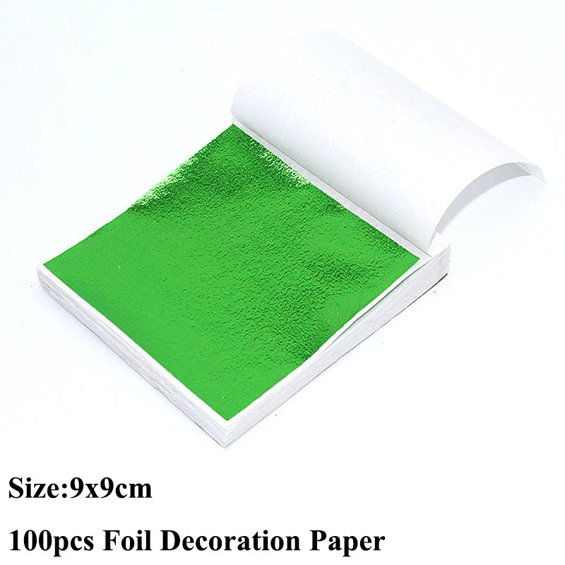 100pcs Imitation Gold Sliver Copper Foil Paper DIY Resin Candle Plaster Craft Leaf Flake Gilding Sheets Art Nail Home Decoration