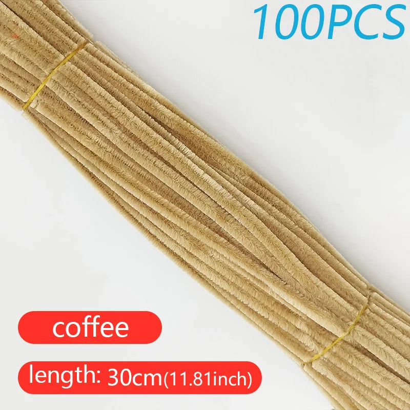 100PCS Colorful Twisted Rod DIY Handcraft Bar Wire Imaginative Wool Root Fluffy Bar Iron Wire Sticks Art Kids Educational Toys