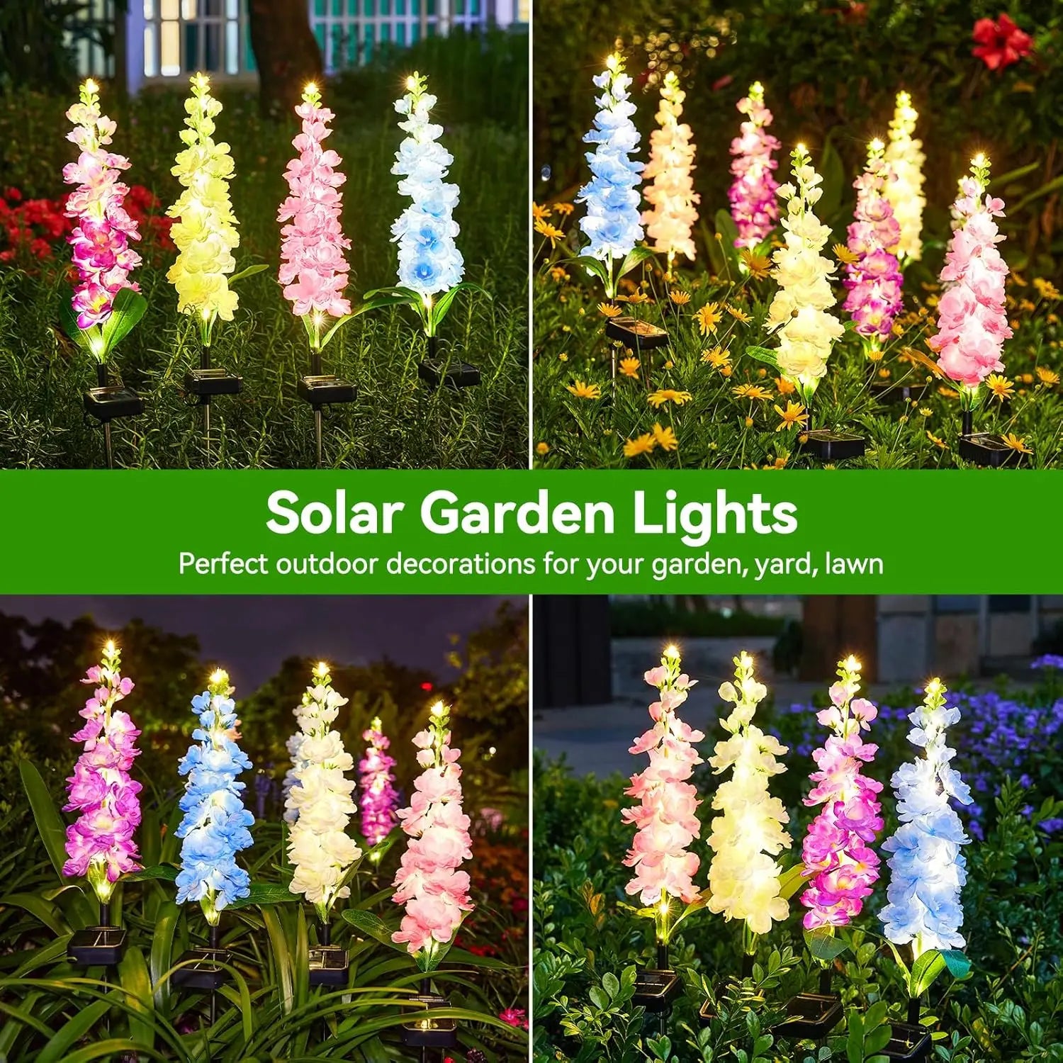 2/4 Pack Upgraded Solar Garden Lights with 36 LEDs, Solar Lights for Outside, Outdoor Solar Flowers Lights for Yard Patio