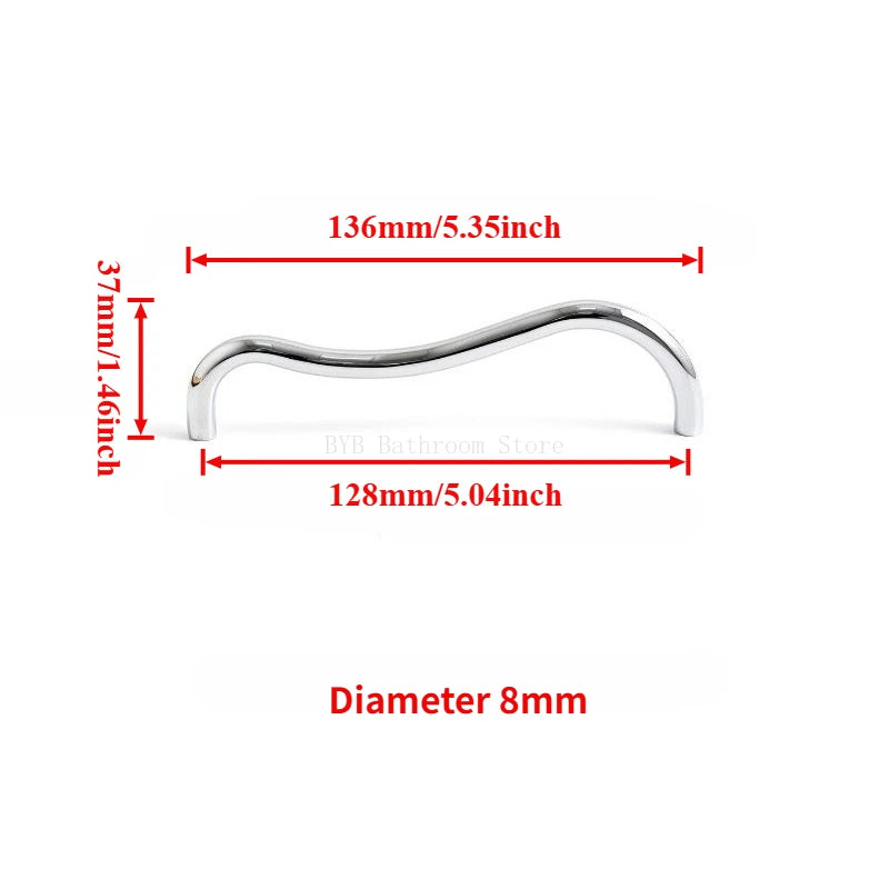 Brass Irregular Line Furniture Handles Bright Cupboard Wardrobe Dresser Drawer Cabinet Knobs Door Pulls T-Bar Decorative Knob