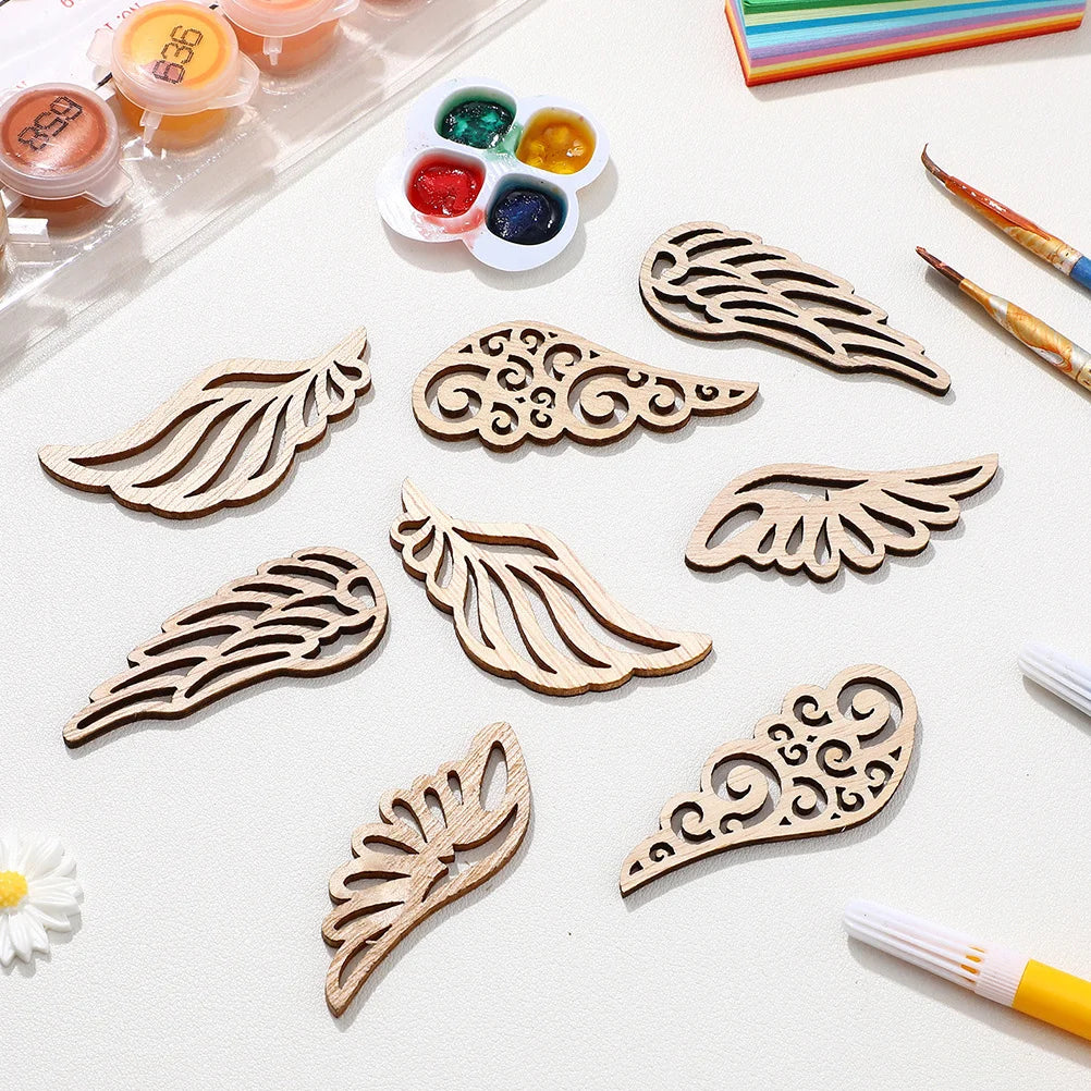 40pcs Wood Wing Cutouts Angel Shape Unfinished Wooden Slices For Diy Craft Ornament Christmas Party Supplies Hanging Decor