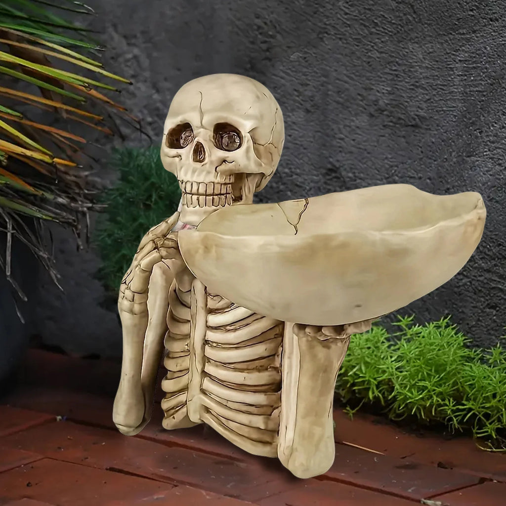 Halloween Candy Bowl resin skeleton tray decoration with bowl. Unique skeleton design suitable for indoor and outdoor decoration