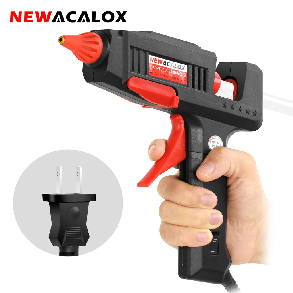 NEWACALOX US 60W 100W DIY Hot Melt Glue Gun Industrial Gluegun 1pc 11mm Glue Gun Sticks Arts DIY Repair Tool