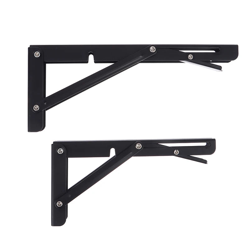 8/10 inches Sturdy Steel Folding Shelf Brackets Wall-Mounted Design for Workbench Table, Table Shelves Angle Bracket Hardware