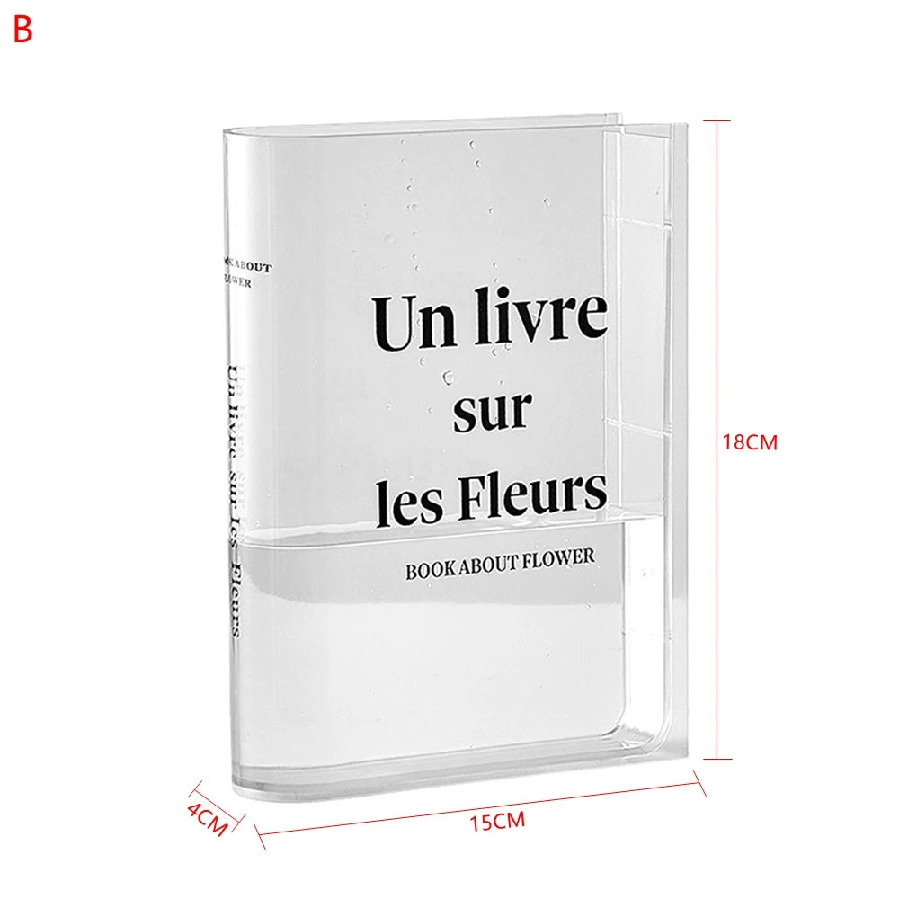 Acrylic Book Shaped Flower Arrangement Box,Book Vase,Nordic Style Acrylic Vase,Hydroponic Flowers,Desktop Decoration Ornament