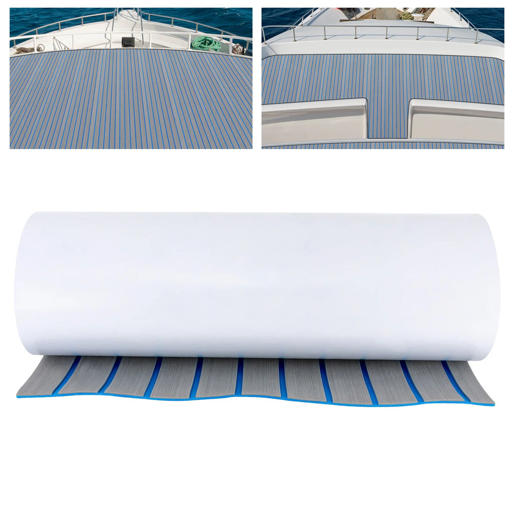 Boat Flooring EVA Foam Decking Sheet Faux Teak Marine Mat Non-Slip Self-Adhesive Flooring Material for RV Yacht 95 x 24inch