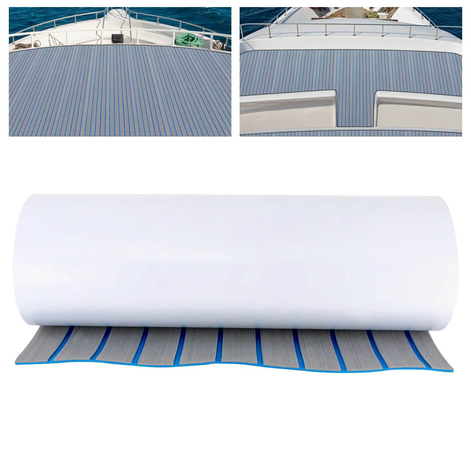 Boat Flooring EVA Foam Decking Sheet Faux Teak Marine Mat Non-Slip Self-Adhesive Flooring Material for RV Yacht 95 x 24inch