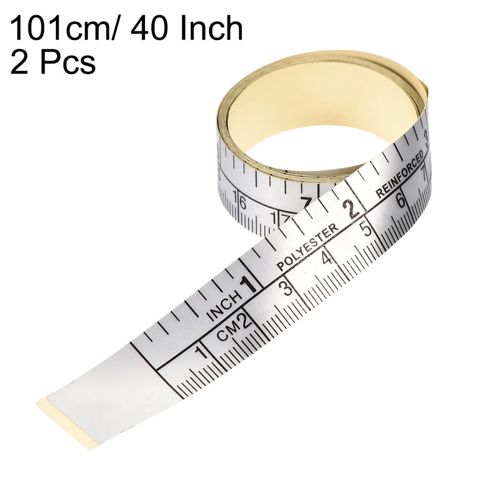 2pcs Self-Adhesive Measuring Tape with Fractions 40 Inches 100cm Workbench Ruler, Peel and Stick Measure Tape for Woodworking