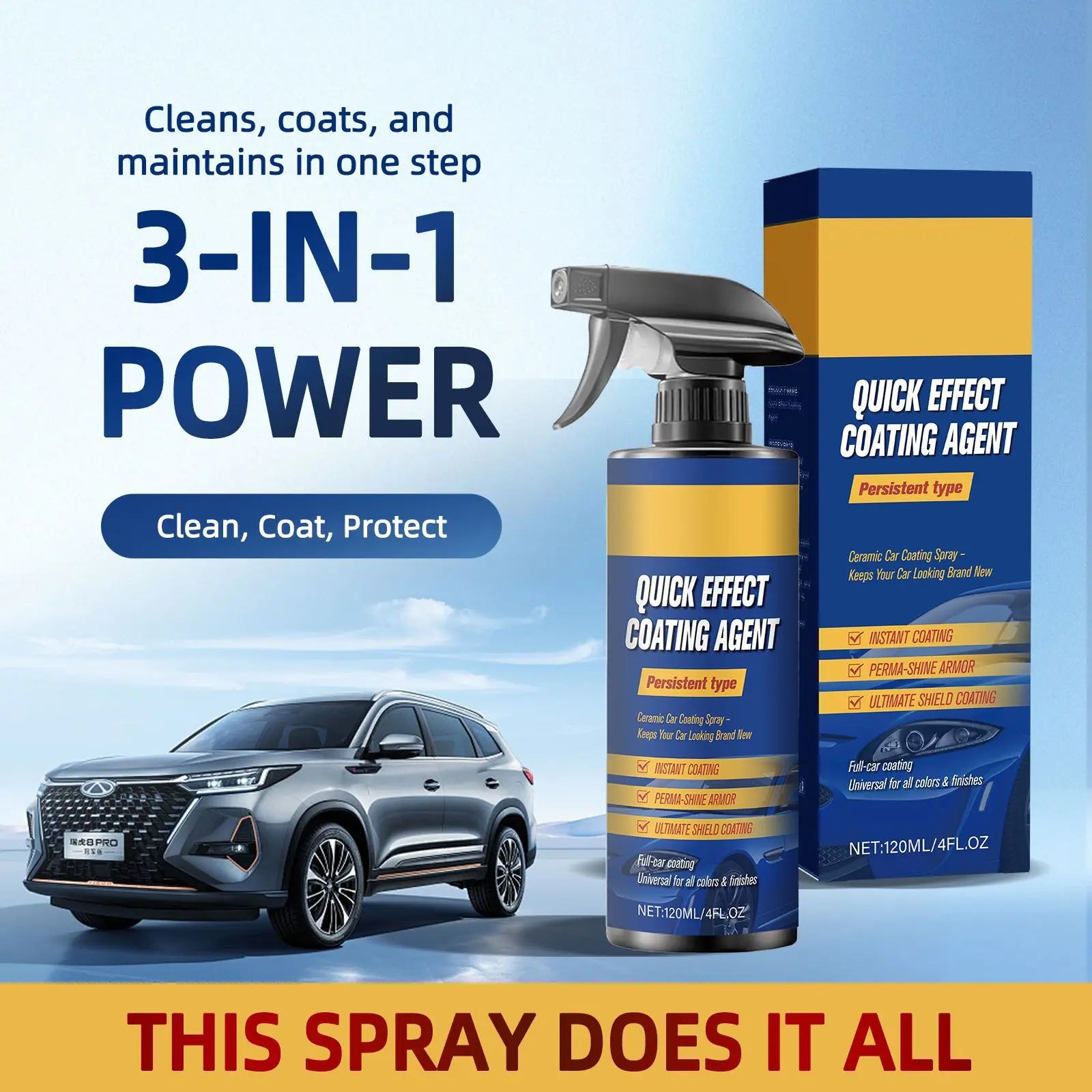 Car Coating Spray,Quick Effect Coating Agent,Car Scratch Wax Polish Spray Liquid