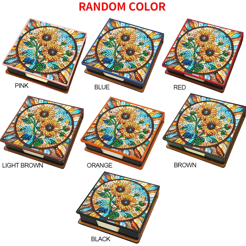 Sunflower PU DIY 5D Diamond Painting Note Box with 150 Sheets for Office Home