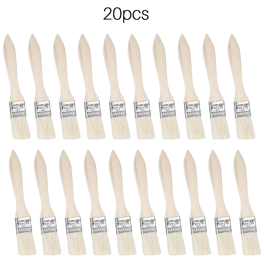 10/20/30pcs short wooden handle art brushes, hog bristle brushes, watercolor brushes, wall brushes, art brushes, cleaning