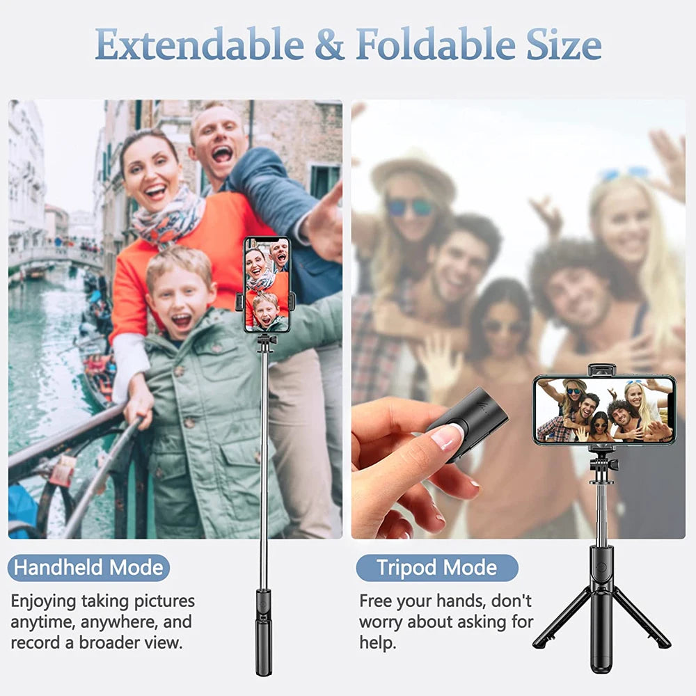 3In1 Bluetooth Wireless Selfie Tripod with Fill Light Shutter Remote Control Portable Foldable Monopod for IPhone Smart Phone