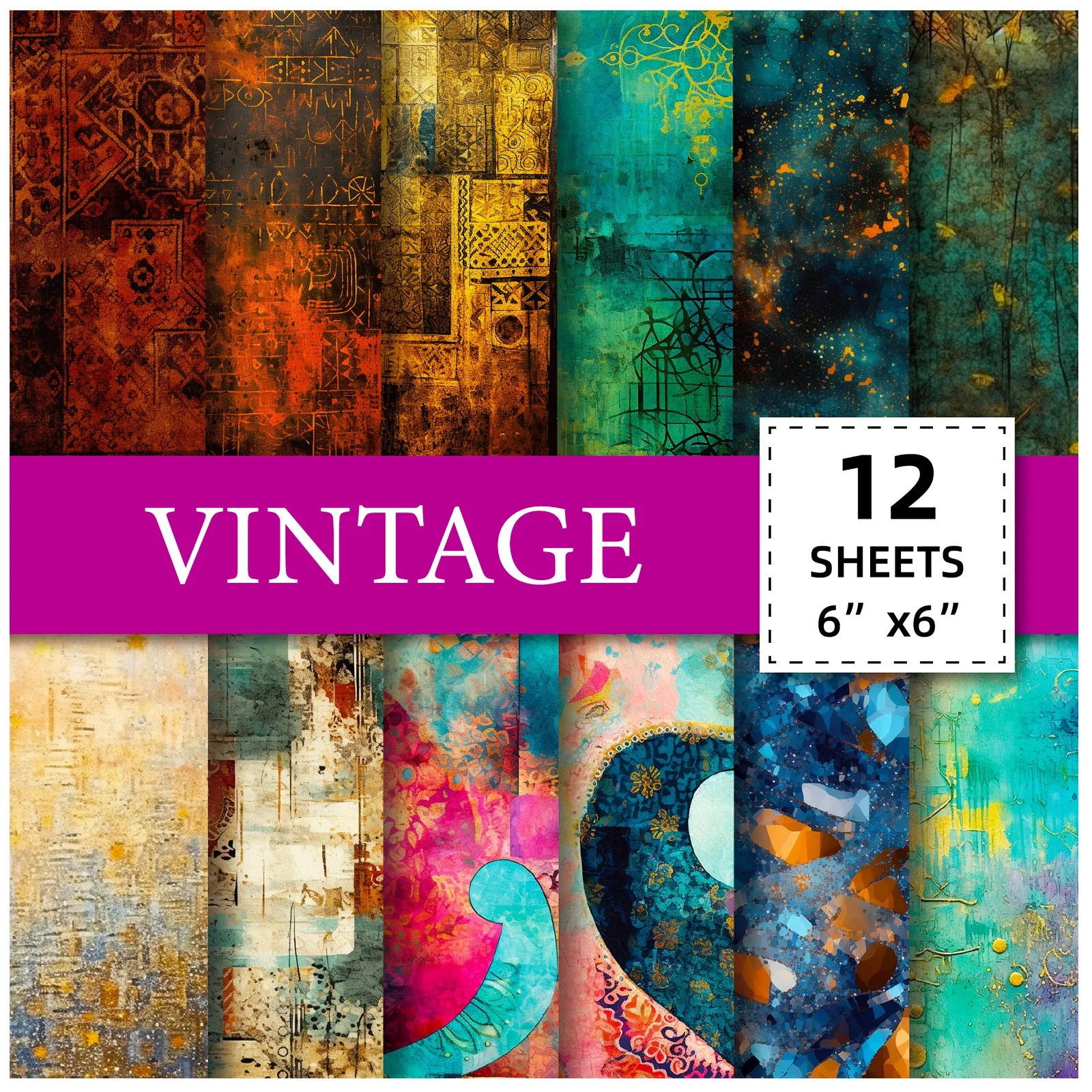 12 Sheet Scrapbooking Paper 15x15cm,  6x6in Scrapbooking Paper Acid-Free Cardstock Backgrounds Card for DIY Art Craft Decoration
